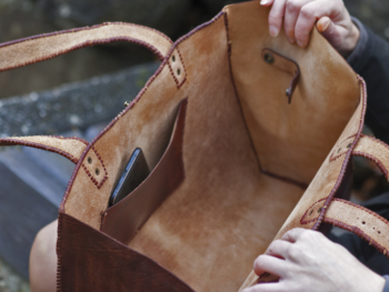 Leather tote bag