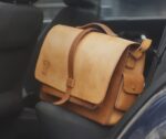 Leather briefcase with oiled finish will show in time the real beauty of vegetable tanned leather.