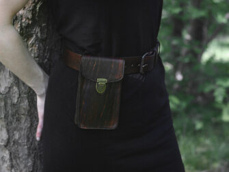 Leather belt set with two-ways belt bag