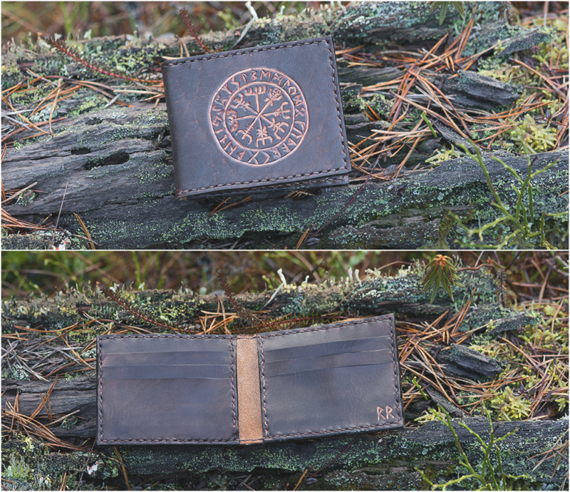 Folded card wallet with Vegvisir