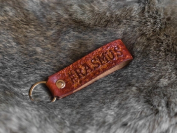 Leather key holder with name