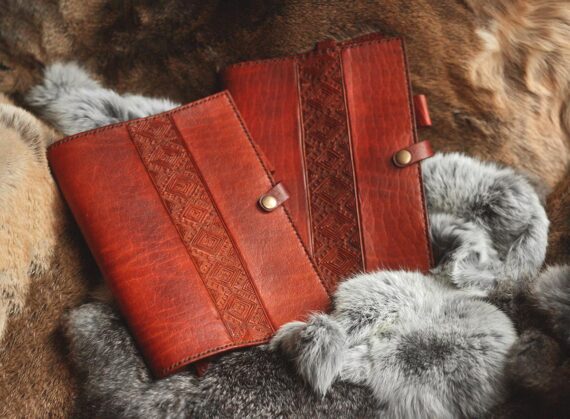 Leather notebook covers in light brown