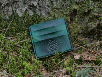 Green double sided card case with celtic knot
