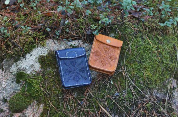 Leather cases for playing cards