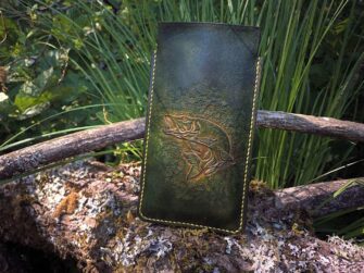 Leather phone sleeve with pike