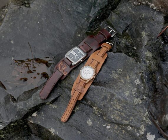 Leather watch straps (dark brown. light brown). Handmade.