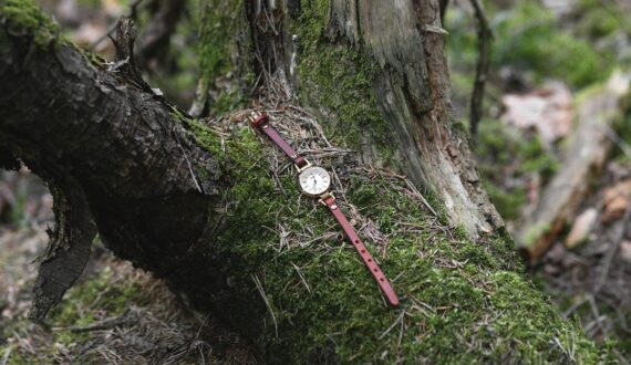 Brown leather watch strap