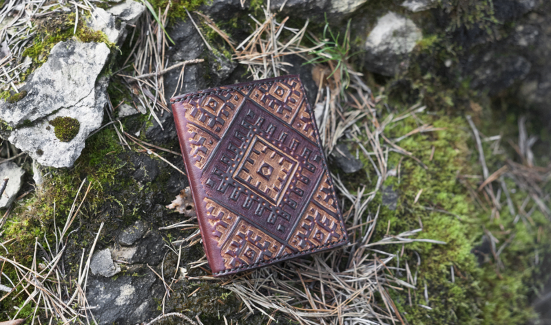 Full grain leather wallet in mahogany