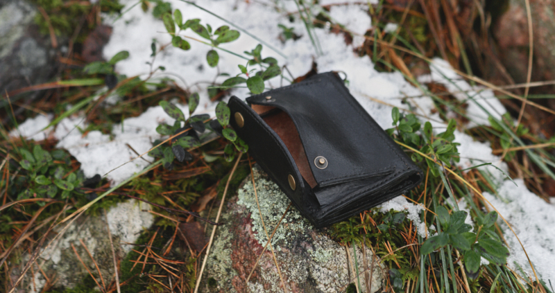 Leather wallet with The Helm of Awe carving