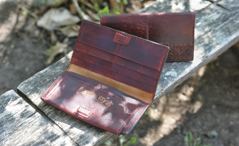 Men's leather wallet and card-case set